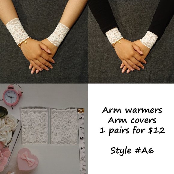 Lace fingerless evening gloves, Arm warmers, Arm Covers, Sleeve Extender - Picture 7 of 7